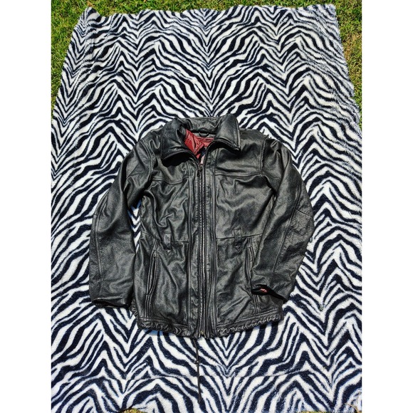 Wilsons Leather Jackets & Blazers - Wilsons Black Leather Moto Jacket Women's Med Maxima Racer Motorcycle Vintage